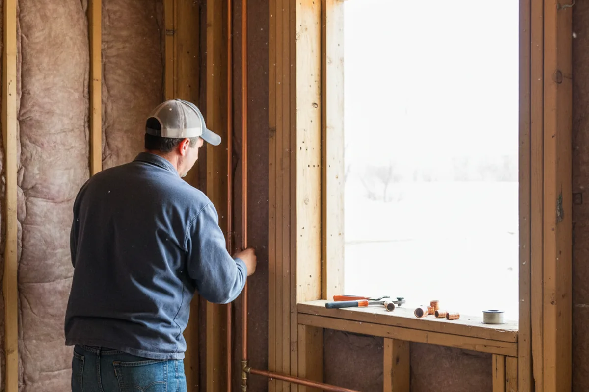 Licensed plumber running new copper supply lines in a Bealeton home